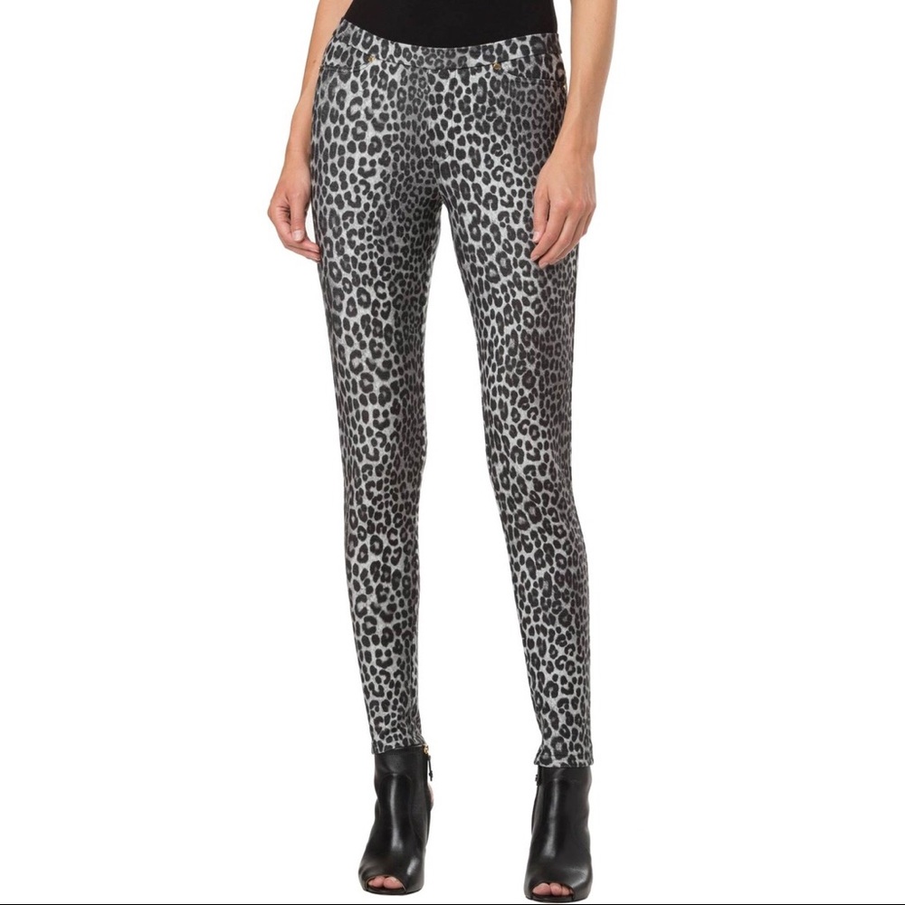 Michael Kors Leopard Print Stretch Skinny Leggings Pull-on Pants - Picture 1 of 16